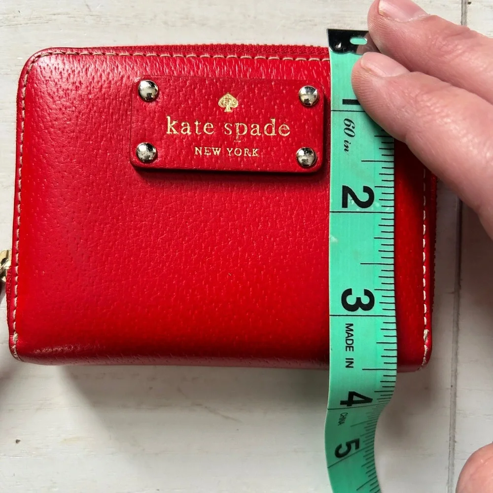 Kate Spade New York Red‎ Leather Zip Around Small Wallet Card Holder